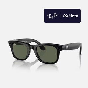 Ray-Ban Meta Smart Sunglasses (Wayfarer, Black, Charging Case, RW4006)